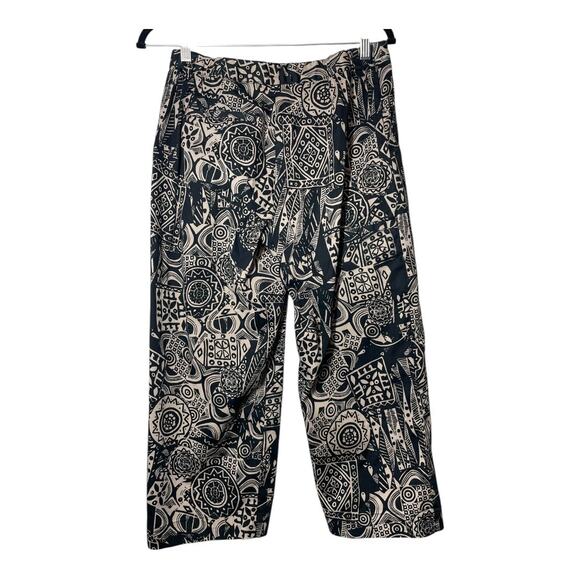 Vintage Chicos Design Cropped Capri Pants Tribal Print Black Tan Chico 1= Medium - Picture 2 of 4